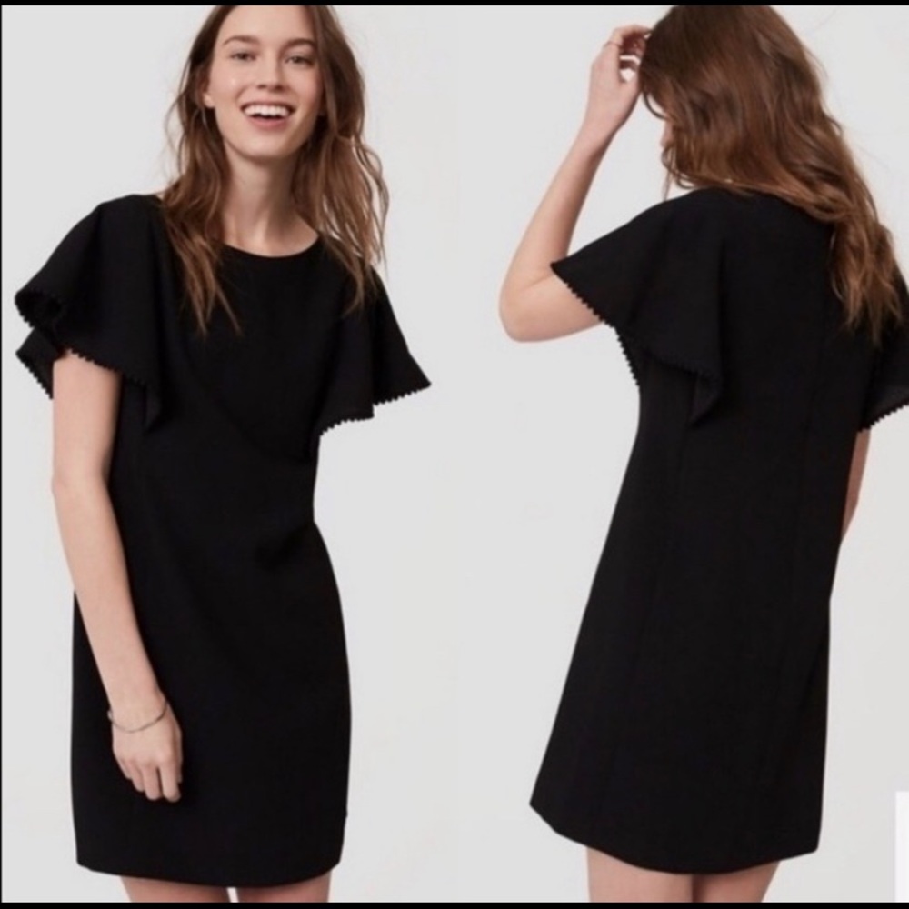 Loft Petite shift dress with flutter sleeves